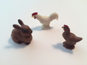 Safari Mini Rooster, Hen and Bunny