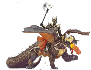 Papo Dragon of Darkness and Knight with Battle Axe
